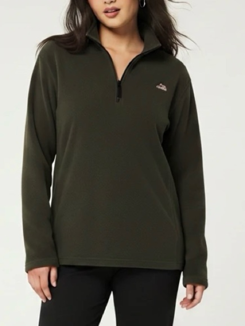Aspen Women's Dark Green Fleece Pullover Jacket